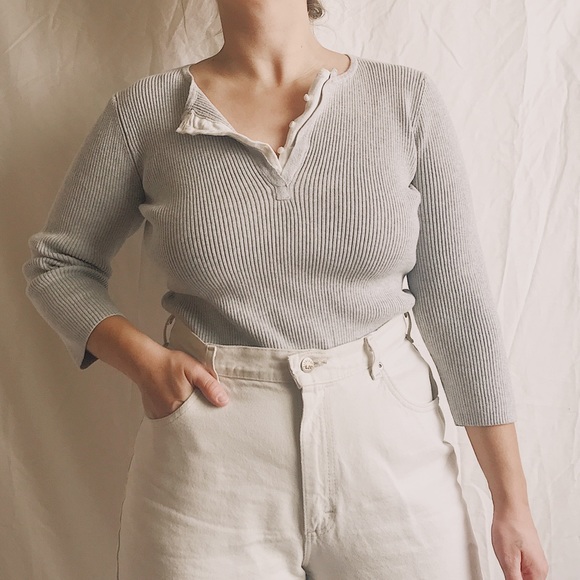 eight eight eight Tops - 100% Cotton Rib Knit Henley